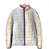 Niue White Sunday Padded Jacket Niuean Hiapo With Puakenikeni Lei
