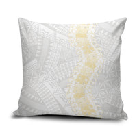 Niue White Sunday Pillow Cover Niuean Hiapo With Puakenikeni Lei