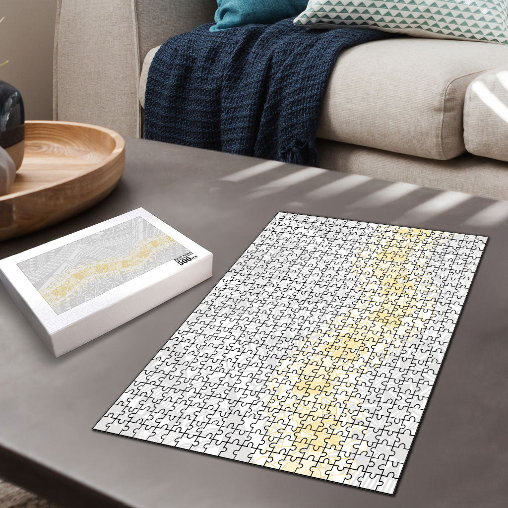 Niue White Sunday Puzzle Niuean Hiapo With Puakenikeni Lei