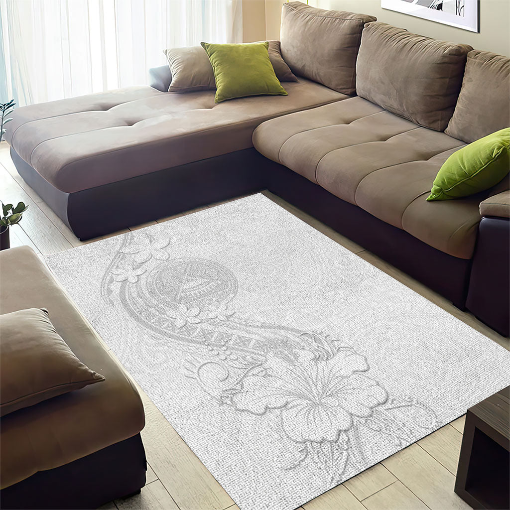 American Samoa White Sunday Area Rug Polynesian Pattern With Tropical Flowers