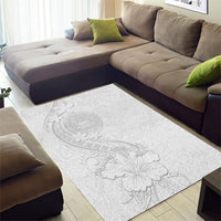 American Samoa White Sunday Area Rug Polynesian Pattern With Tropical Flowers