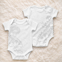 American Samoa White Sunday Baby Onesie Polynesian Pattern With Tropical Flowers