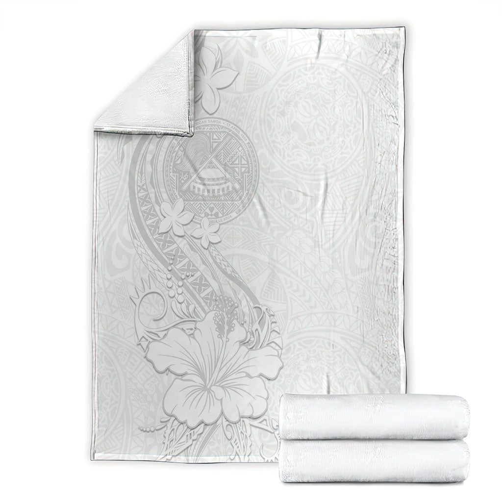 American Samoa White Sunday Blanket Polynesian Pattern With Tropical Flowers