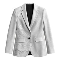 American Samoa White Sunday Blazer Polynesian Pattern With Tropical Flowers