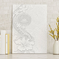 American Samoa White Sunday Canvas Wall Art Polynesian Pattern With Tropical Flowers
