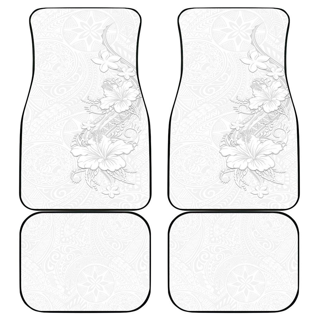 American Samoa White Sunday Car Mats Polynesian Pattern With Tropical Flowers