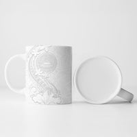American Samoa White Sunday Ceramic Mug Polynesian Pattern With Tropical Flowers