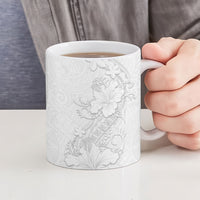 American Samoa White Sunday Ceramic Mug Polynesian Pattern With Tropical Flowers