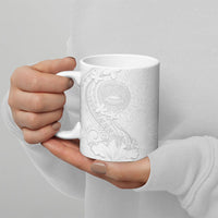 American Samoa White Sunday Ceramic Mug Polynesian Pattern With Tropical Flowers