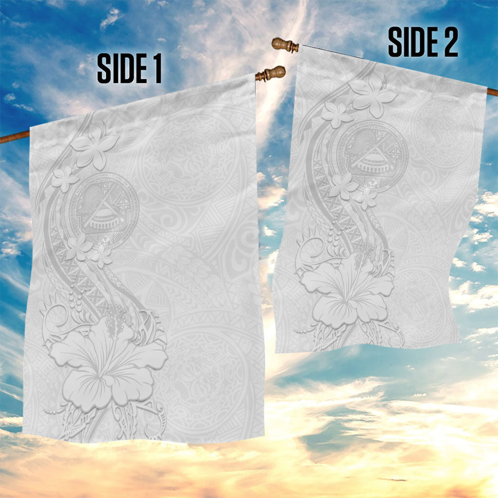 American Samoa White Sunday Garden Flag Polynesian Pattern With Tropical Flowers