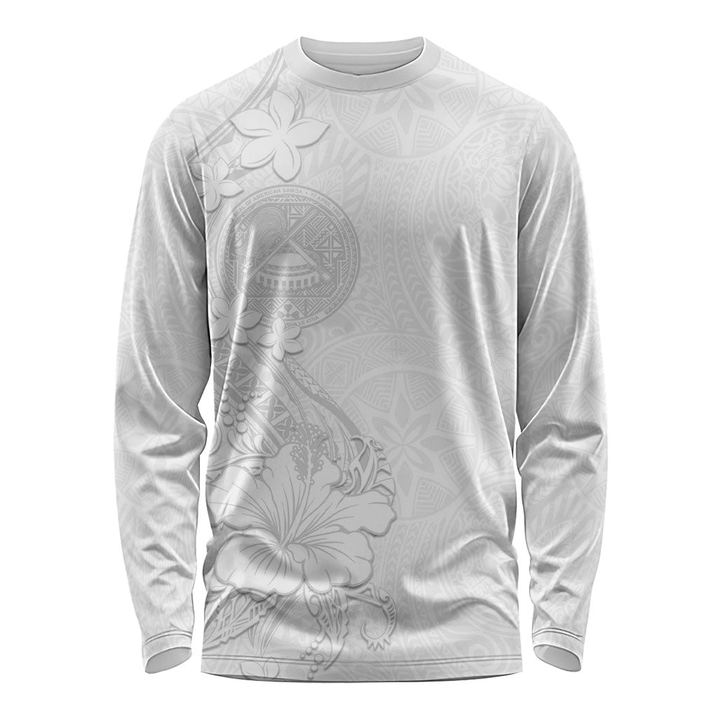 American Samoa White Sunday Long Sleeve Shirt Polynesian Pattern With Tropical Flowers LT05 Unisex White - Polynesian Pride
