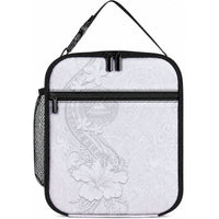 American Samoa White Sunday Lunch Bag Polynesian Pattern With Tropical Flowers
