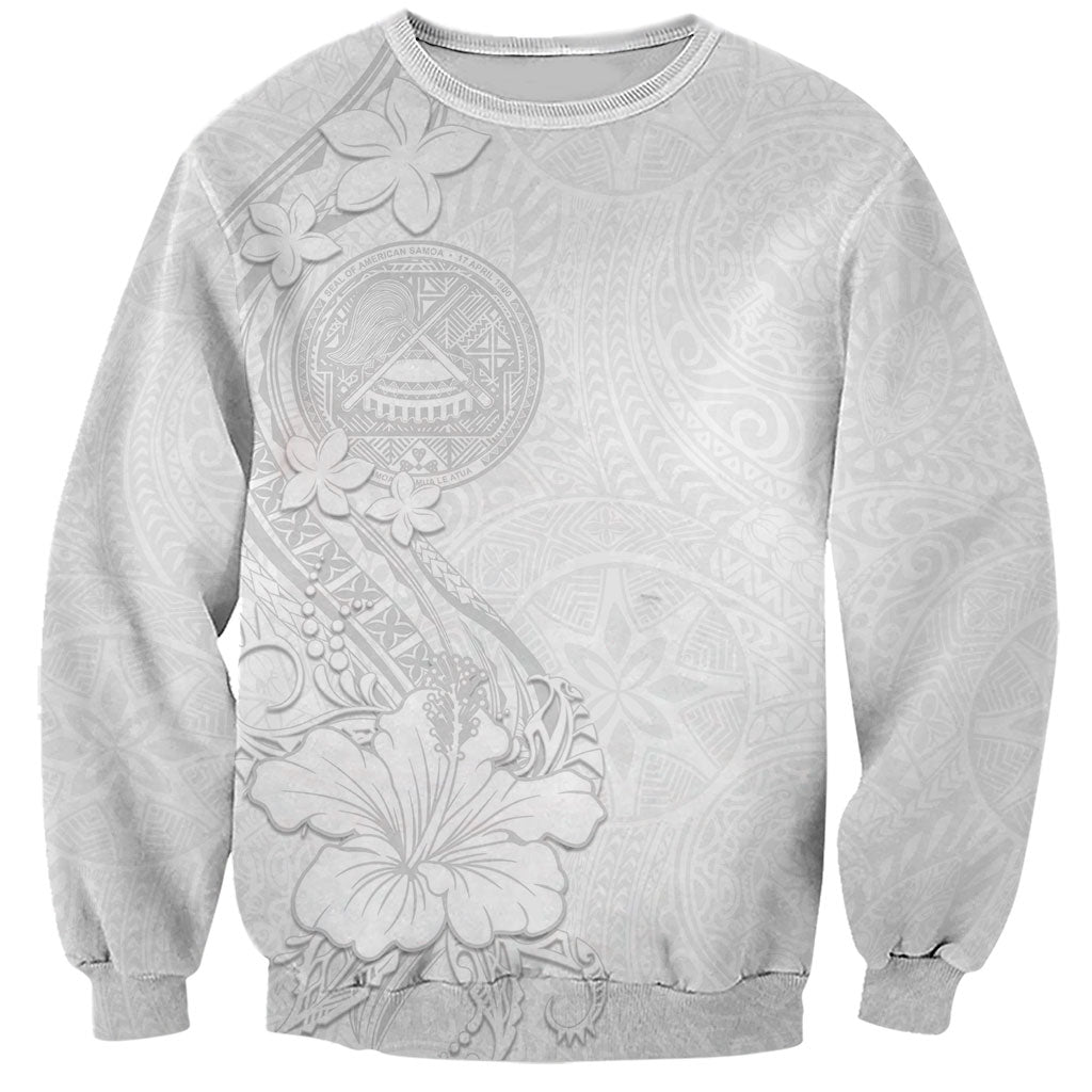 American Samoa White Sunday Sweatshirt Polynesian Pattern With Tropical Flowers LT05 Unisex White - Polynesian Pride