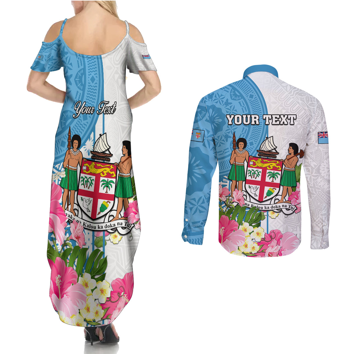 personalized-fiji-day-couples-matching-summer-maxi-dress-and-long-sleeve-button-shirts-tanoa-hibiscus-fijian-tapa-masi-pattern