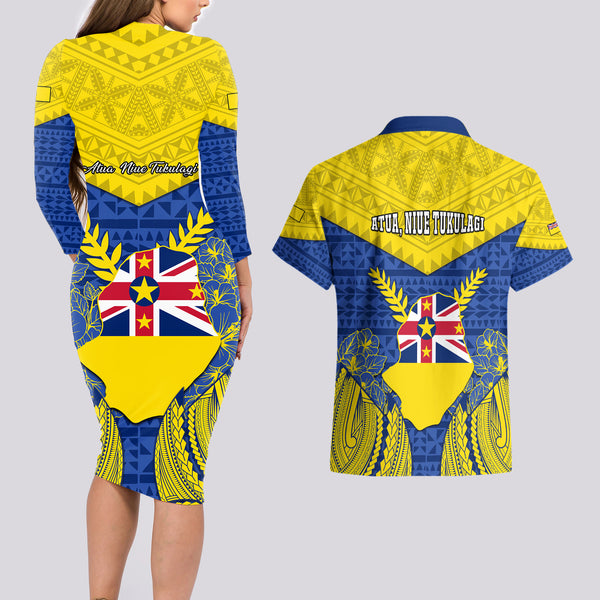 Niue Christmas Long Sleeve Bodycon Dress Coat of Arms and Map Beautiful Merry Xmas Snowflake LT03