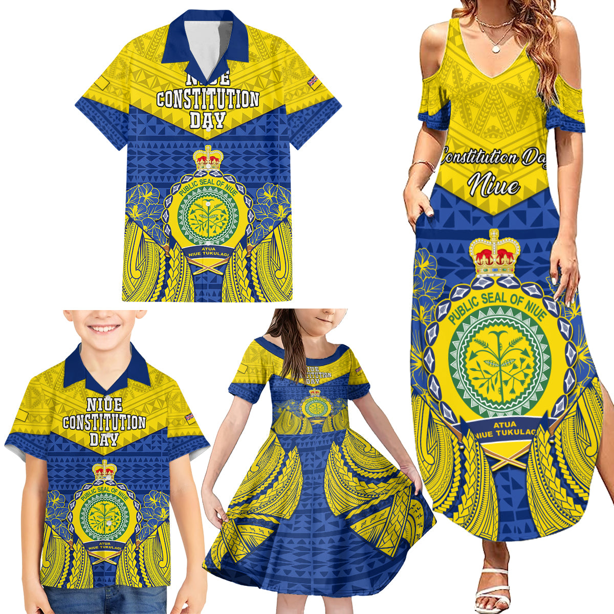 personalized-niue-constitution-day-family-matching-summer-maxi-dress-and-hawaiian-shirt-coat-of-arms-niuean-hiapo-pattern