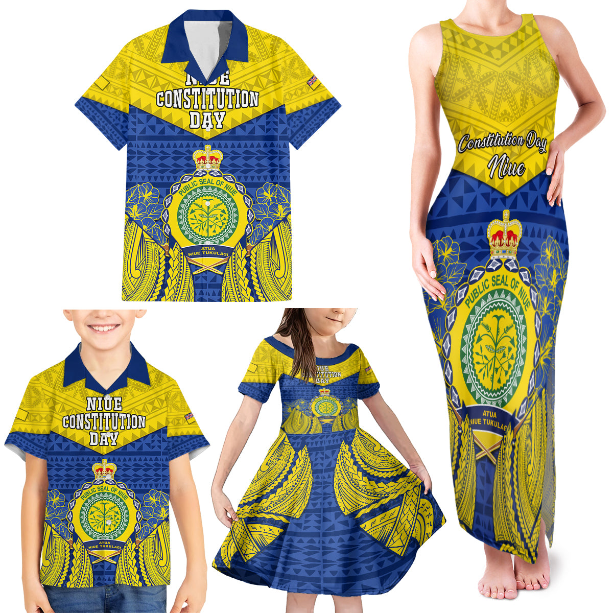 personalized-niue-constitution-day-family-matching-tank-maxi-dress-and-hawaiian-shirt-coat-of-arms-niuean-hiapo-pattern