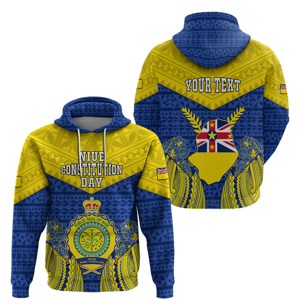 Personalized Niue Constitution Day Hoodie Coat Of Arms Niuean Hiapo Pattern LT05 - Polynesian Pride