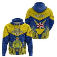 Personalized Niue Constitution Day Hoodie Coat Of Arms Niuean Hiapo Pattern LT05 - Polynesian Pride