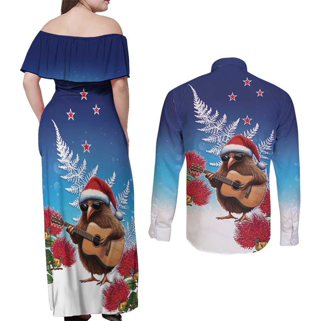 New Zealand Kiwi Christmas Couples Matching Off Shoulder Maxi Dress and Long Sleeve Button Shirt Xmas Vibe