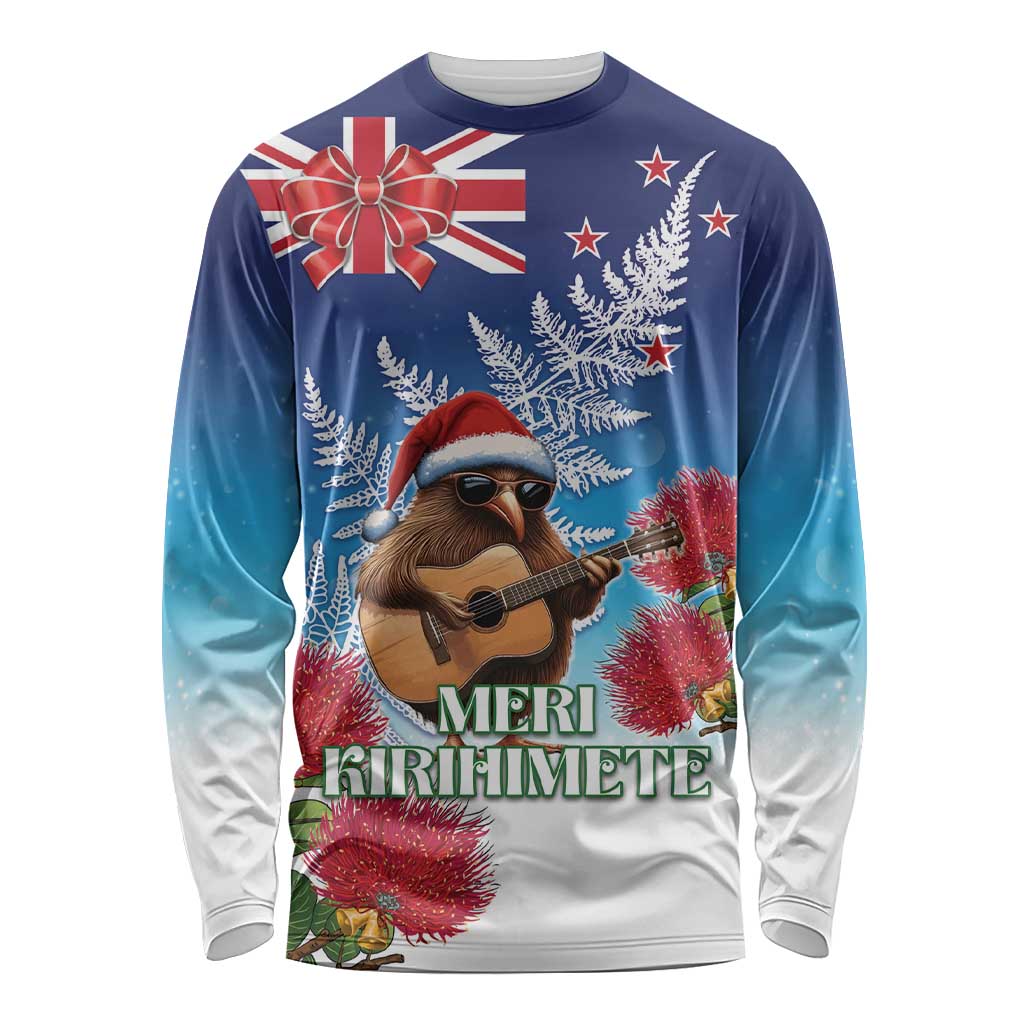 New Zealand Kiwi Christmas Long Sleeve Shirt Xmas Vibe LT05 Unisex Blue - Polynesian Pride