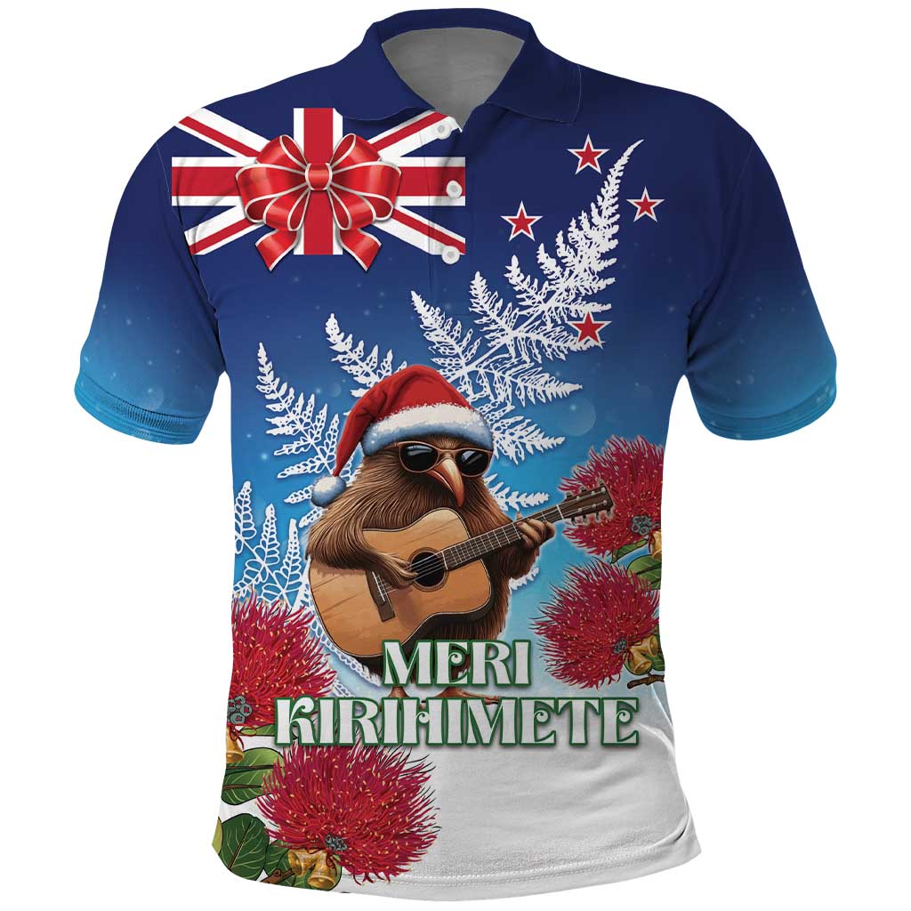 New Zealand Kiwi Christmas Polo Shirt Xmas Vibe LT05 Blue - Polynesian Pride