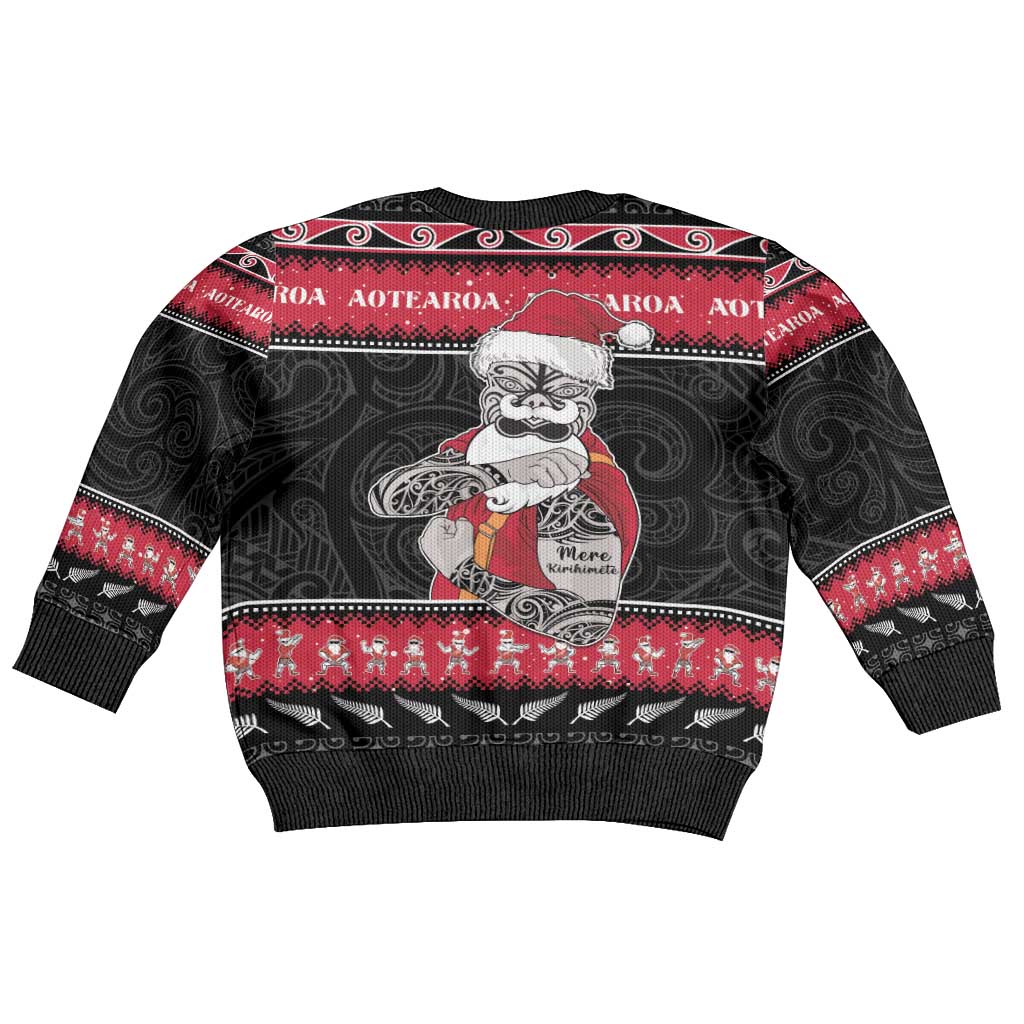 New Zealand Santa Tiki Christmas Kid Ugly Christmas Sweater Meri Kirihimete