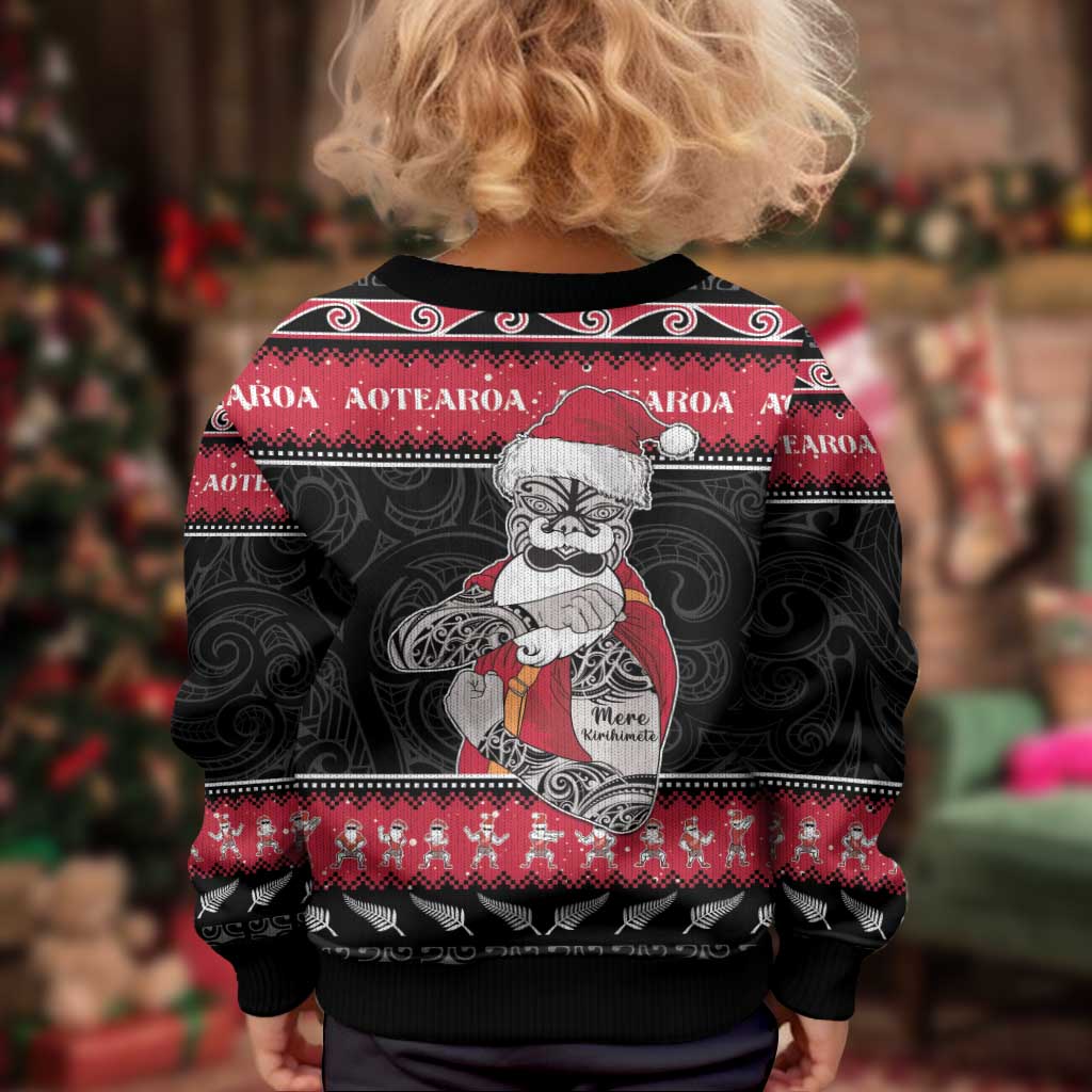 New Zealand Santa Tiki Christmas Kid Ugly Christmas Sweater Meri Kirihimete