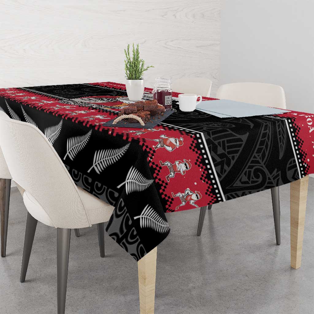 New Zealand Santa Tiki Christmas Tablecloth Meri Kirihimete