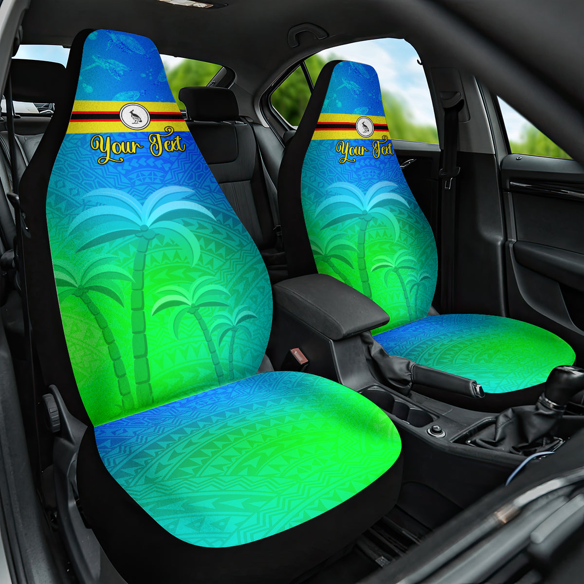 Personalised Solomon Islands Choiseul Province Day Car Seat Cover Sea Turtle Tribal Pattern LT05 One Size Blue - Polynesian Pride