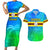 Personalised Solomon Islands Choiseul Province Day Couples Matching Short Sleeve Bodycon Dress and Hawaiian Shirt Sea Turtle Tribal Pattern LT05 Blue - Polynesian Pride