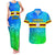 Personalised Solomon Islands Choiseul Province Day Couples Matching Tank Maxi Dress and Hawaiian Shirt Sea Turtle Tribal Pattern LT05 Blue - Polynesian Pride