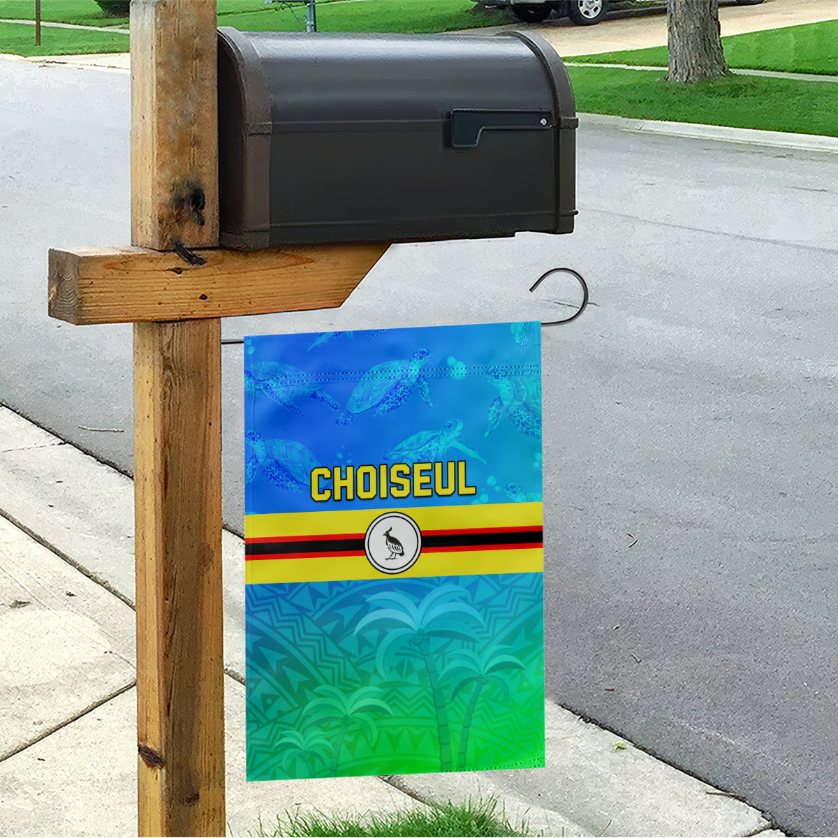 Solomon Islands Choiseul Province Day Garden Flag Sea Turtle Tribal Pattern LT05 - Polynesian Pride