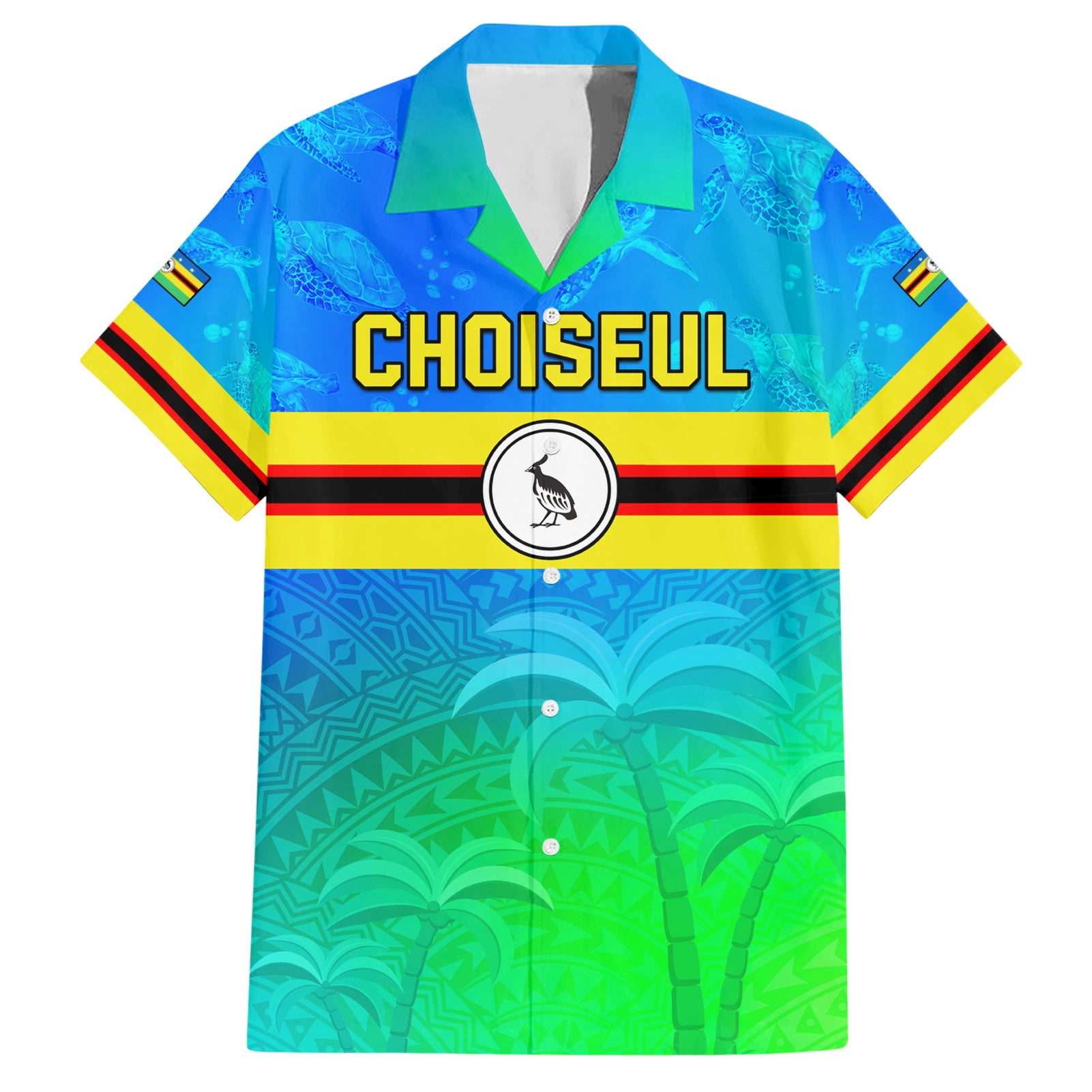 Personalised Solomon Islands Choiseul Province Day Hawaiian Shirt Sea Turtle Tribal Pattern LT05 Blue - Polynesian Pride