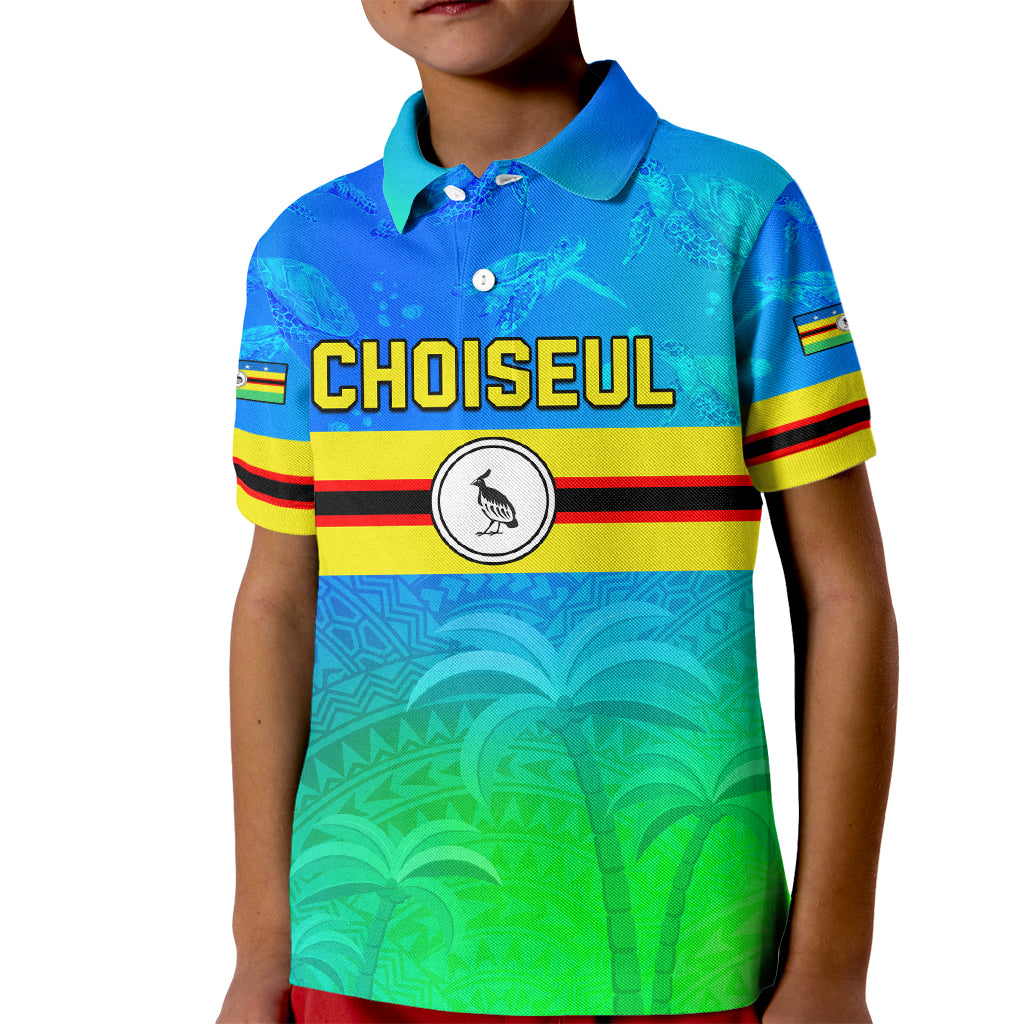 Personalised Solomon Islands Choiseul Province Day Kid Polo Shirt Sea Turtle Tribal Pattern LT05 Kid Blue - Polynesian Pride