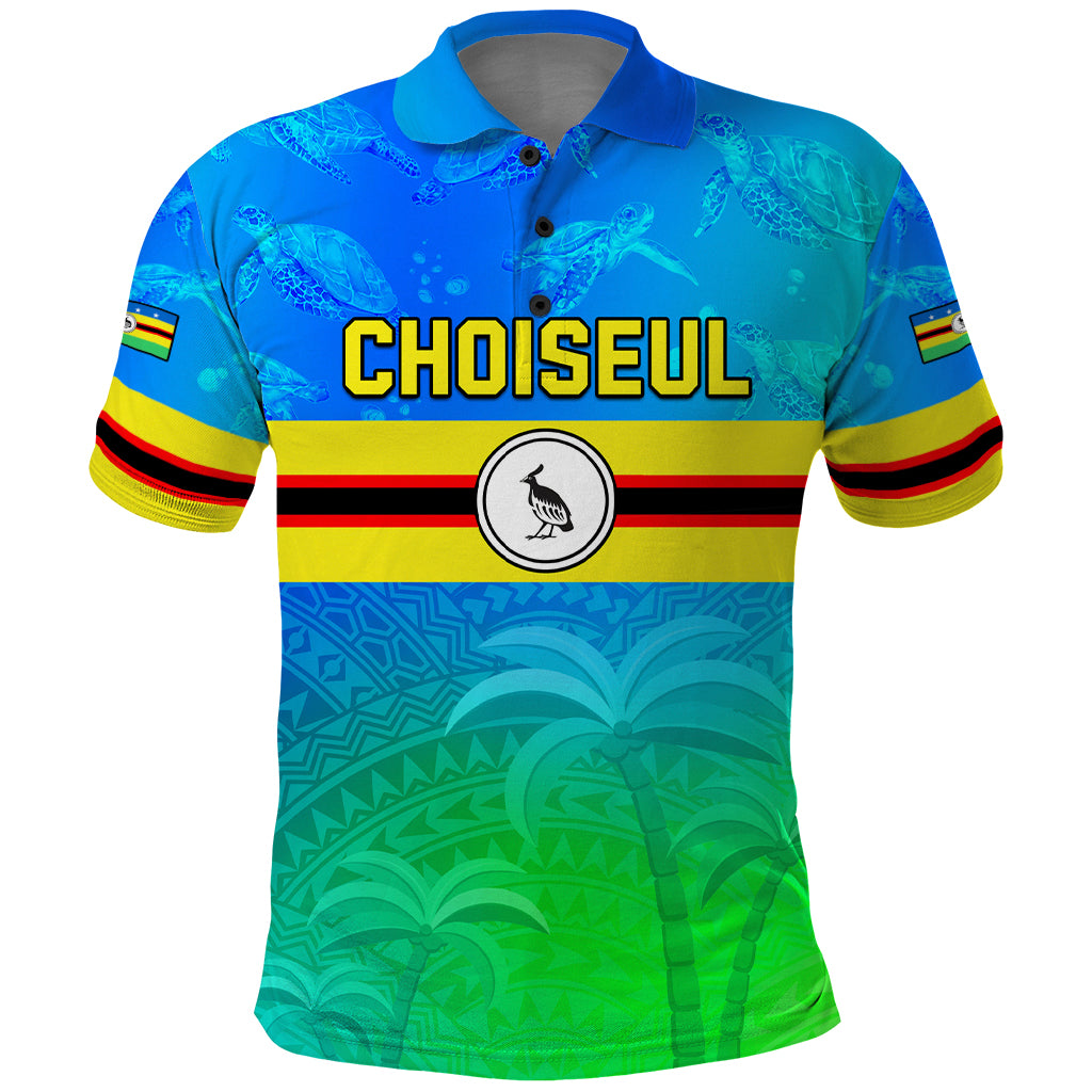 Personalised Solomon Islands Choiseul Province Day Polo Shirt Sea Turtle Tribal Pattern LT05 Blue - Polynesian Pride