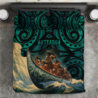 New Zealand Tamaki Herenga Waka Festival Bedding Set Maori Pattern LT05 Dark Turquoise - Polynesian Pride