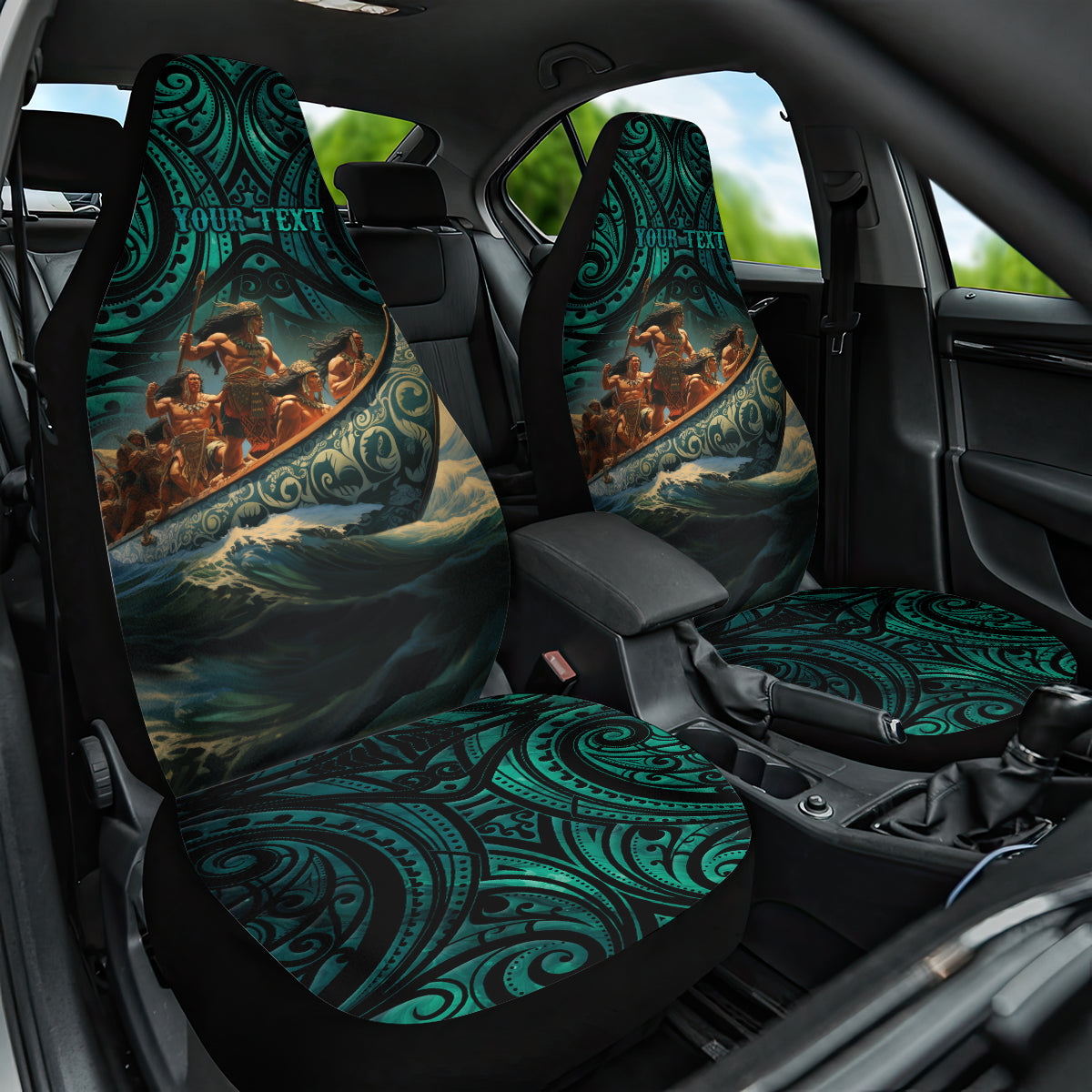 Personalised New Zealand Tamaki Herenga Waka Festival Car Seat Cover Maori Pattern LT05 One Size Dark Turquoise - Polynesian Pride