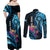 Personalised FSM Culture Day Couples Matching Off Shoulder Maxi Dress and Long Sleeve Button Shirt Tropical Flowers Tribal Pattern LT05 - Polynesian Pride