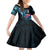 Personalised FSM Culture Day Kid Short Sleeve Dress Tropical Flowers Tribal Pattern LT05 KID Blue - Polynesian Pride