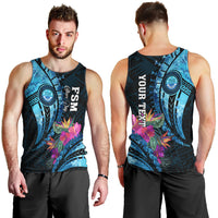 Personalised FSM Culture Day Men Tank Top Tropical Flowers Tribal Pattern LT05 - Polynesian Pride