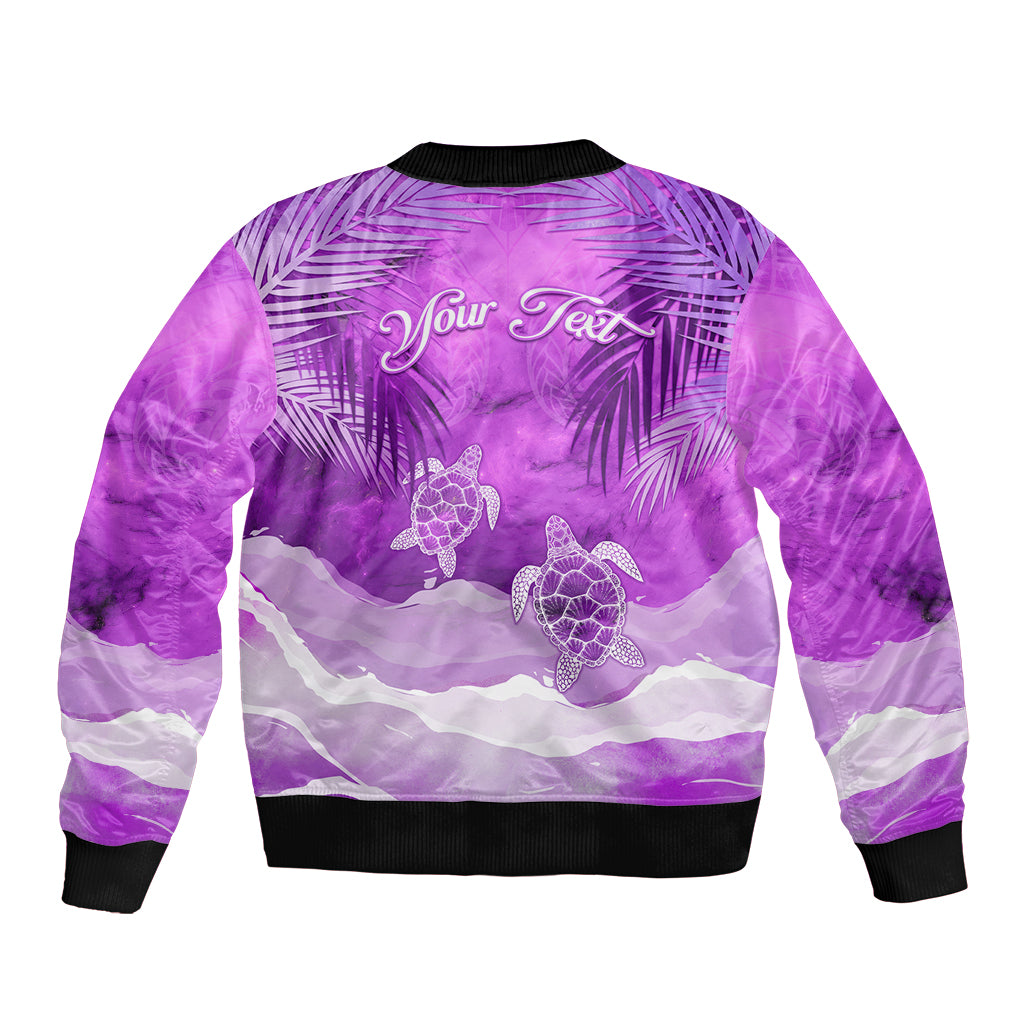 Personalised Pasifika Festival Bomber Jacket Violet Tropical Turtle LT05 - Polynesian Pride