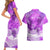 Personalised Pasifika Festival Couples Matching Short Sleeve Bodycon Dress and Hawaiian Shirt Violet Tropical Turtle LT05 - Polynesian Pride