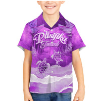 Personalised Pasifika Festival Family Matching Mermaid Dress and Hawaiian Shirt Violet Tropical Turtle LT05 Son's Shirt Violet - Polynesian Pride