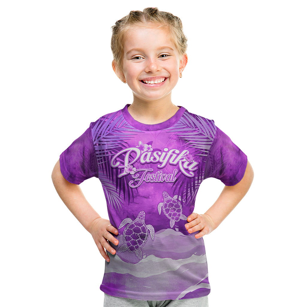 Personalised Pasifika Festival Kid T Shirt Violet Tropical Turtle LT05 Violet - Polynesian Pride