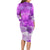 Personalised Pasifika Festival Long Sleeve Bodycon Dress Violet Tropical Turtle LT05 - Polynesian Pride
