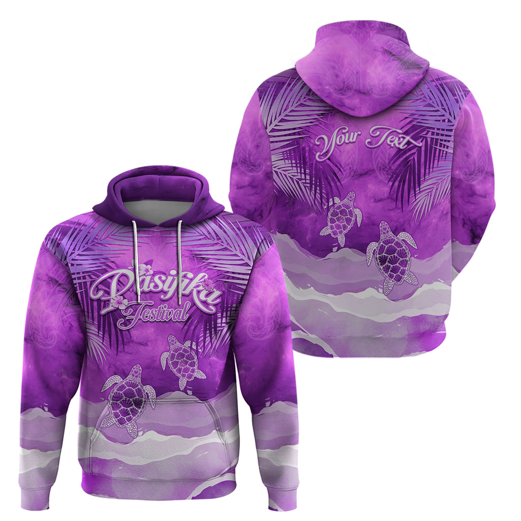 Personalised Pasifika Festival Zip Hoodie Violet Tropical Turtle LT05 - Polynesian Pride