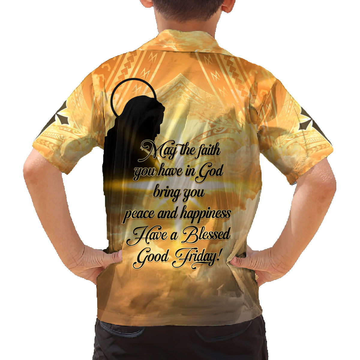 Happy Good Friday Family Matching Off Shoulder Long Sleeve Dress and Hawaiian Shirt God Will Bless You LT05 - Polynesian Pride