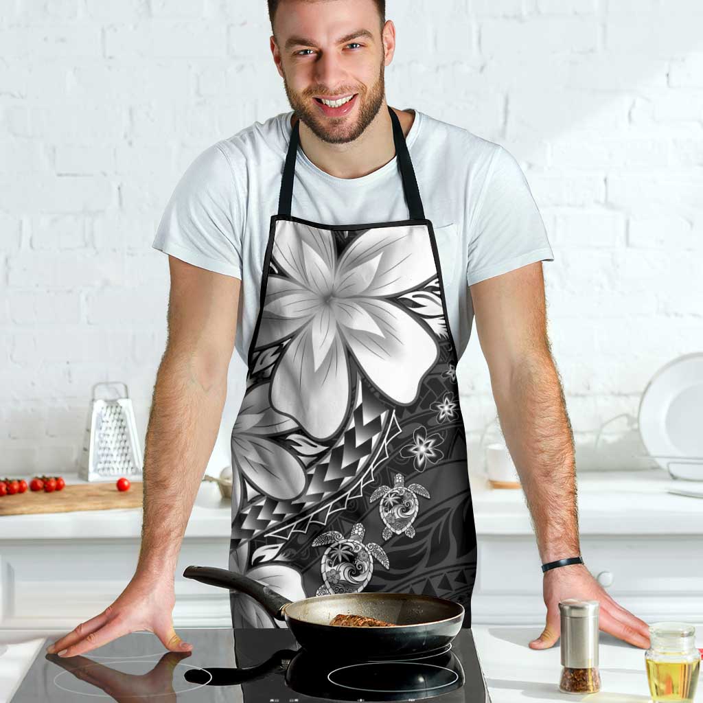 Polynesia Romantic Valentine Apron Sea Turtle Couple With Black Plumeria