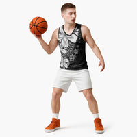 Polynesia Romantic Valentine Basketball Jersey Sea Turtle Couple With Black Plumeria LT05 - Polynesian Pride